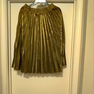 Gold Pleated Maxi Skirt